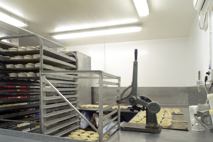 Proclad Premium Grade wall cladding in a pie preparation environment